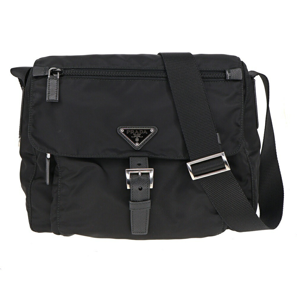 Prada Shoulder Bag Saffiano Leather Black